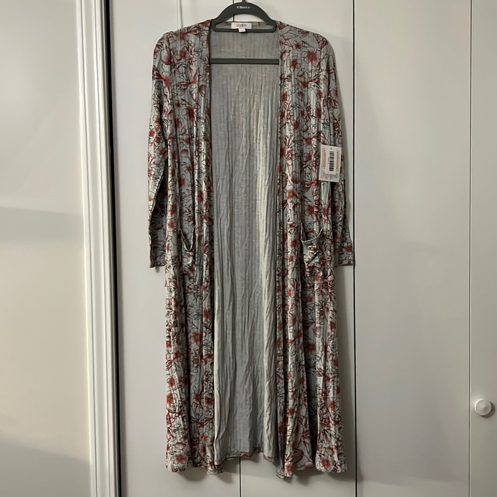 Duster cardigan with muted flower detail